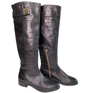 Michael Kors Leather Riding Tall Knee High Boots Black Size 6 M